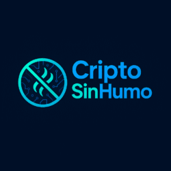 Logotipo de CriptoSinHumo, con tipografía moderna y vibrante en tonos azul eléctrico y negro, acompañado de un ícono de estilo tecnológico que representa transparencia y análisis crítico en el mundo de las criptomonedas