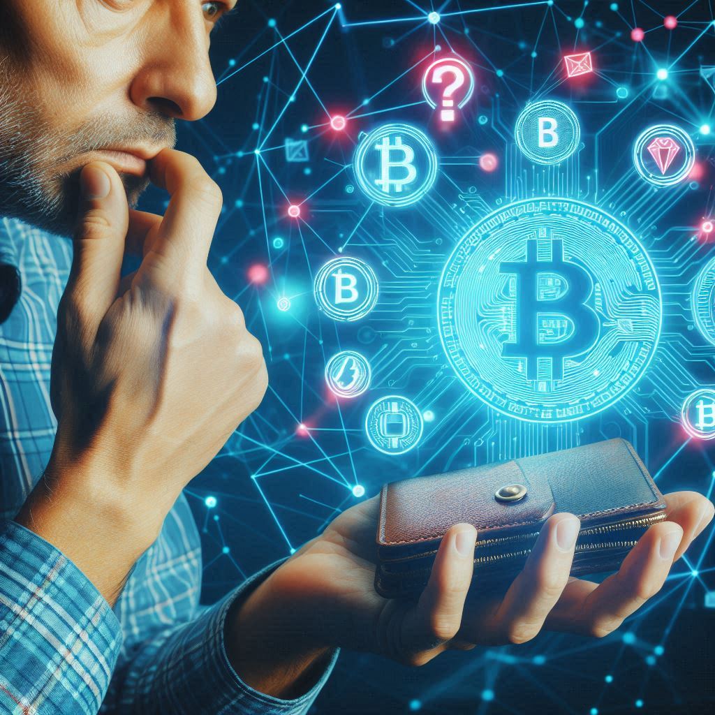 Persona analizando datos de criptomonedas rodeada de elementos digitales y patrones abstractos. La imagen refleja el proceso de aprendizaje y análisis en el mundo de las inversiones cripto, destacando la importancia de tomar decisiones informadas."
