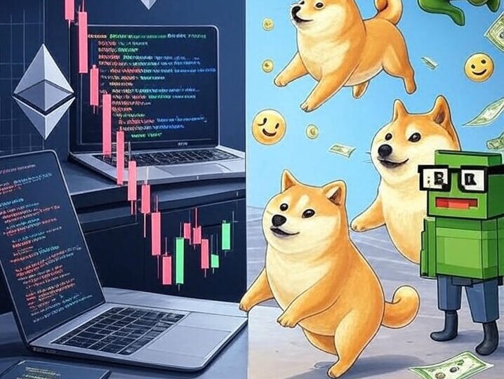 Altcoins vs Memecoins: Contraste Visual entre Tecnología y Hype